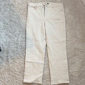 Express Women's Straight Leg Cream Jeans